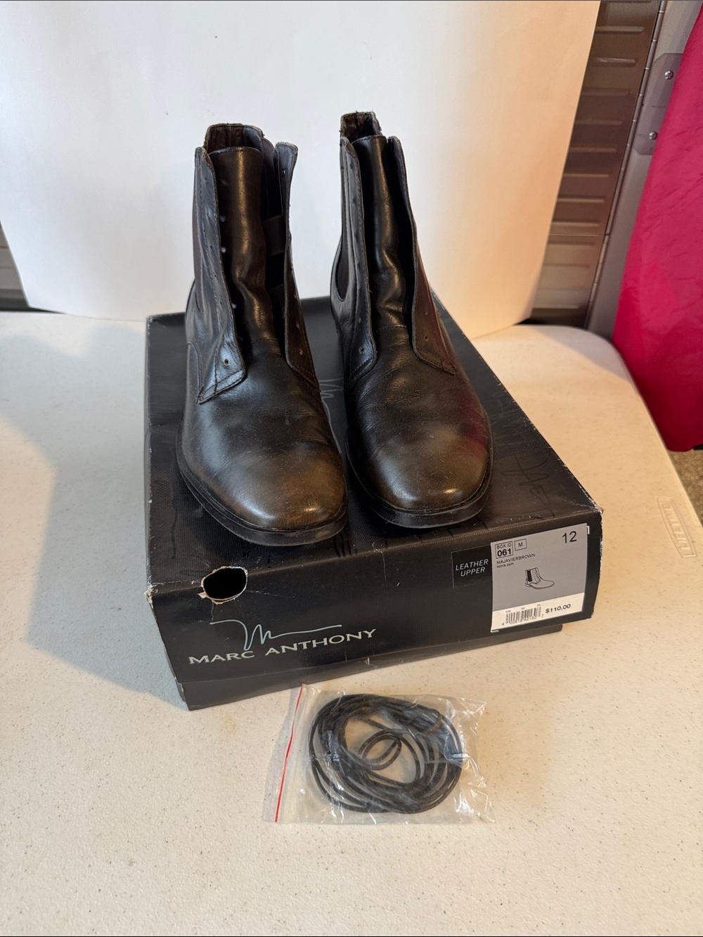 Marc Anthony Black Leather Chelsea-Style Ankle Boots